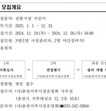 전통시장 지킴이 모집공고(서부,동부,남부시장)